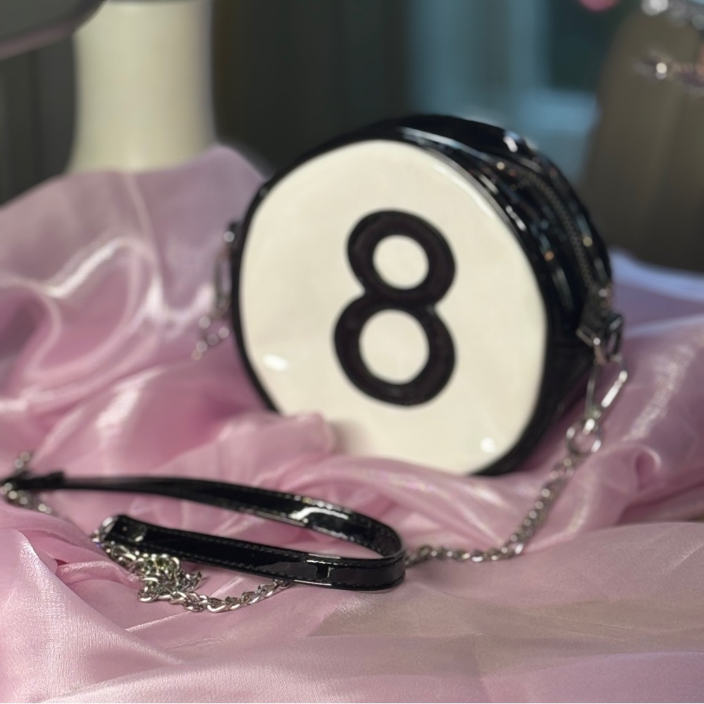 Dolls Kill / Current Mood / Black and White Ying Yang Crossbody Bag - Picture 9 of 10